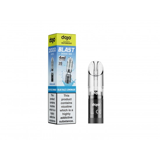 DOJO BLAST 2000 Go Transparent Pod & Refill (Powered by Vaporesso) - Blue Razz Lemonade